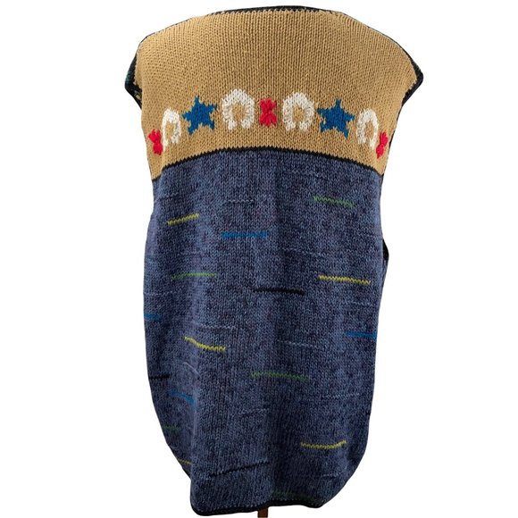 Vintage Hand Knit Susan Bristol Cotton Sleeveless Sweater XL Vest Cardigan - Picture 6 of 13